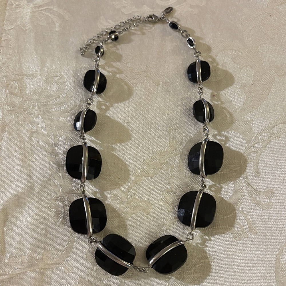 Lia Sophia Black and Silver Statement Necklace